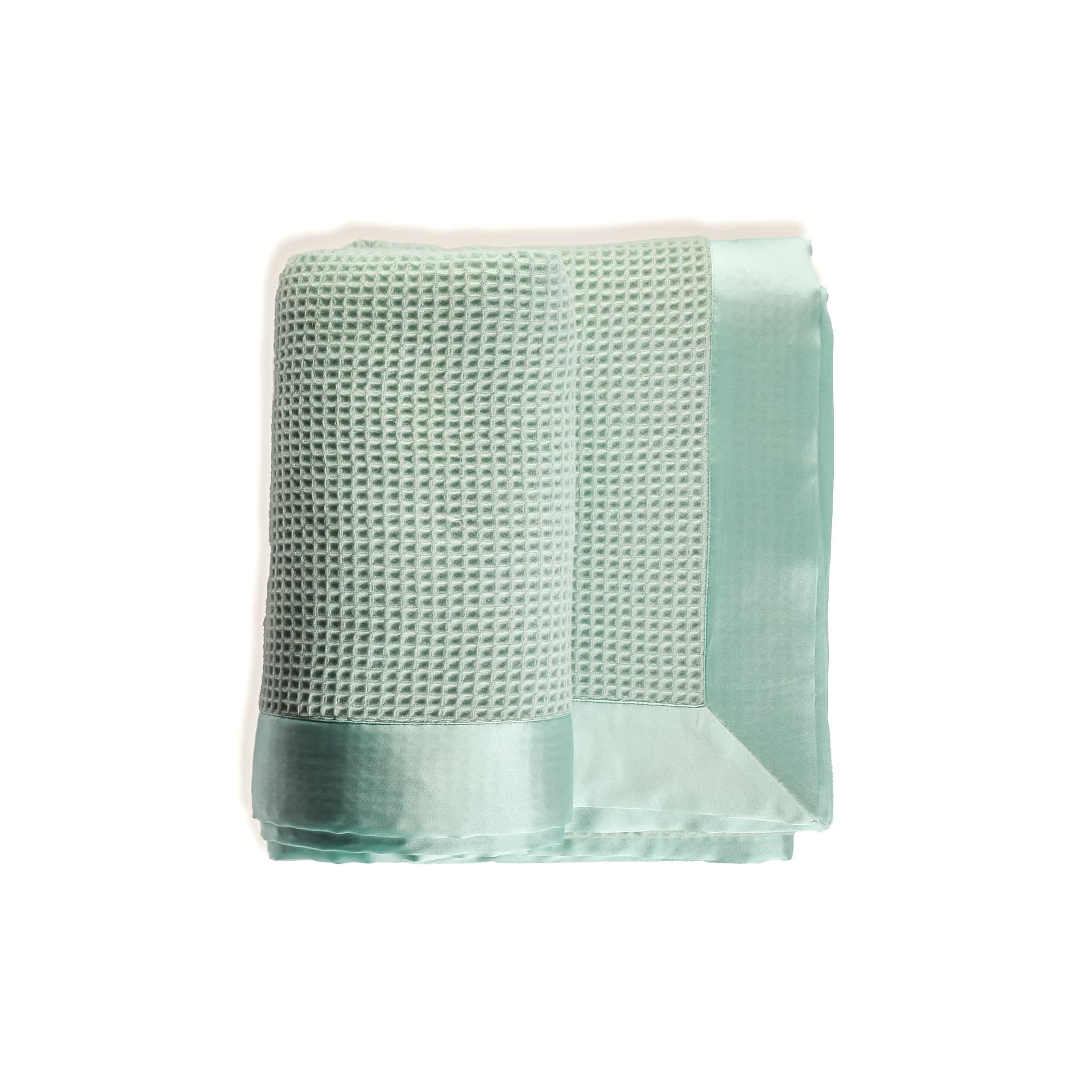 Waffle Knit Blanket With Silk Border 